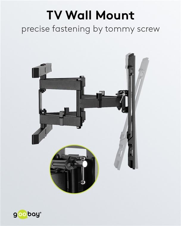 Goobay 49746 TV Wall Mount Pro FULLMOTION (XL) 43" to 100" (109-254 cm), Fully Movable, Swivel/Tilt, 60 kg, Vesa Standard, Black