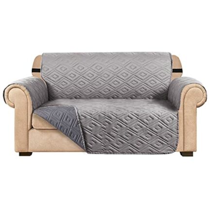 TAOCOCO Sofa Covers 100% Waterproof Sofa Slipcovers 3 Seater,Non Slip Cover for Kids/Dogs/Pets,Washable Sofa Protector with Elastic Strap(Grey,UP