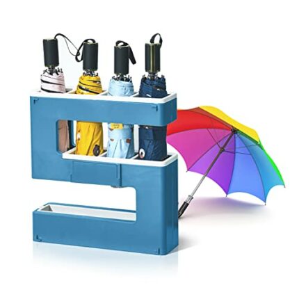 Umbrella Storage Rack Free Punching Wall-Mounted Home Umbrella Rack Door Entry Floor Umbrella Storage Rack Holder Rack, Blue