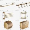TBIIEXFL Antique Bathroom Blue and White Porcelain Accessories Carved Copper-Alloy Hardware Set Wall Mounted Bathroom Hardware Kit