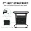Yusong Tempered Glass End Table for Small Space, Narrow Oval Side Tables Living Room, Little Skinny Bedside Table Slim Nightstand with Magazine H