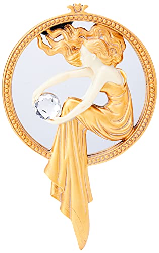 Design Toscano PD0451 Lady of the Lake Art Deco Wall Mirror Sculpture, 29 cm, Polyresin, Gold and Ivory