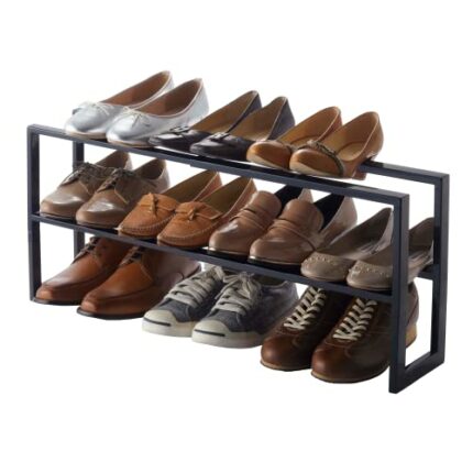 Yamazaki LINE EXTENDABLE SHOE RACK 2 TIER BK, black