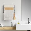Towel Rail Wall Mounted 3 Tier Towel Rack Stainless Steel Towel Holder Anti-rust Towel Shelf Towel Bar with Hooks Wall Mounted Bath Towel Rack fo