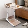 ybaymy Adjustable Side Table C Shaped End Table Movable Bedside Computer Couch Snack Table with Lockable Wheels Adjustable Height Sofa Side Table