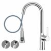 yeulluey Kitchen Taps with Pull Out Spray, Temperature Display Kitchen Sink Taps High Arc Single Handle Kitchen Mixer Taps 1 Hole Commercial Kitc