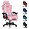 ELFORDSON Gaming Chair with Massage Lumbar Support Footrest, Computer Office Chairs High Back 150° Reclining, Gamer Chairs for Kids Adults, Cyan
