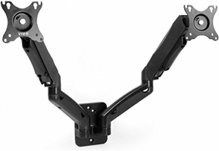 VIVO Height Adjustable Pneumatic Extended Arm Dual Monitor Wall Mount Full Motion Articulating, Fits 2 Screens 17 to 27 inches, Black, MOUNT-V002