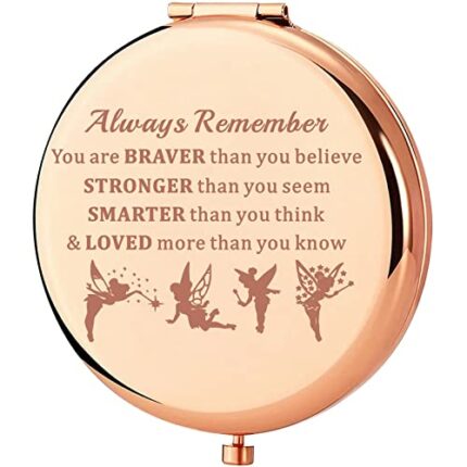 KEYCHIN Fairy Tale Pocket Mirror Fairy Pixie Cartoon Fans Gifts You are Braver Stronger Smarter Than You Think Compact Makeup Mirror for Women Gi