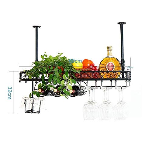 NEOCHY Wine Rack Hanging Ceiling Hanging Floating Metal Iron Wine Cup Holder High Cup Holder Adjustable Height