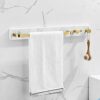 TBIIEXFL Marble Towel Rack Brushed Gold Towel Holder Space Aluminum Towel Bar With Hook Bathroom Accessories Suit