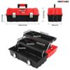 Tool Box 17-Inch, MAXPOWER Lightweight Cantilever Tool Box Organiser Plastic Storage Folding Toolbox with Three-Layer Cantilever Tray and Divider