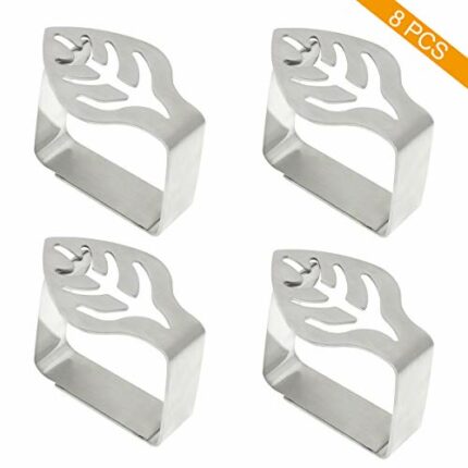 Coideal Decorative Tablecloth Clips Leaf - 8 Pcs Thickened Stainless Steel Table Cloth Clip Cover Clamps Holder for Outdoor Picnic BBQ Wedding DI