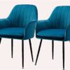 Modern Kitchen Dining Room Chairs Set Of 2 Velvet Dining Chairs,Sturdy Metal Feet with Armrests and Backrest Kitchen Living Room Chairs (Color :