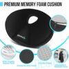 Ajiteogy Memory Foam Seat Cushions,Innovative Hemorrhoid and Tailbone Pain Relief Cushion with Scientific Backhole Design,Non-Slip Memory Foam Bu