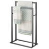 mDesign Towel Holder — 2-Bar Towel Rail for Bathroom Storage and Organisation — Freestanding Towel Rack for Bath, Hand and Face Towels — Matte Bl