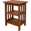 AERATI Side Table End Table with Grid Frame and 2 Storage Shelves Night Table Farmhouse Classic Style 40 x 30 x 54 cm