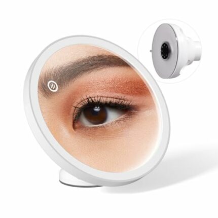 Setgnur Makeup Mirror 10X Magnifying Vanity Mirror with LED Lights 360°Rotation Bathroom Shower Mirror Fogless for Shaving,USB Rechargeable Light