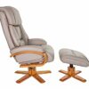 GFA The Nice - Swivel Recliner Chair And Matching Footstool In Pebble Genuine Leather