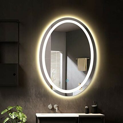 Illuminated LED Light Bathroom Mirror Backlit with Sensor Touch Control,Dustproof Anti-Fog, 3 Colors, Warm White/Neutral/Cool White, 500X700mm