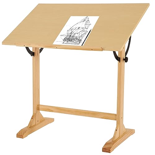 VISWIN Wooden Drafting Stool, 19-26" Adjustable Height, Solid Beech Wood Stool for Studio, Office, Home Kitchen, Bars, Artist Stool Chair for Pai