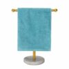 Hand Towel Holder Standing, T-Shape Towel Rack with Heavy Base, Regular Sized Hand Towel for Bath (Gold, Marble)