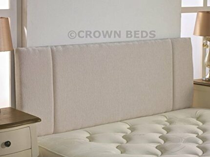 CROWNBEDSUK QUALITY PORTOBELLO CHENILLE HEADBOARD 2ft6,3ft,4ft,4ft6,5ft,6ft (6FT SUPER KINGSIZE, Ivory)