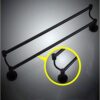 N/A Towel Rack - Stainless Steel Towel Rail, Black Round Bottom Towel Rack Double Rod, Size 60x13.5 Cm
