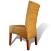 vidaXL 6x Dining Chairs Decorative Comfortable Attractive Solid Durable Kitchen Dinner Room Office Seating Seat Furniture Brown Natural Rattan