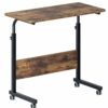 DlandHome Mobile Side Table 31.4 Inches w/Wheels Adjustable Movable Portable Laptop Computer Stand for Bed Sofa, Black, 05-1