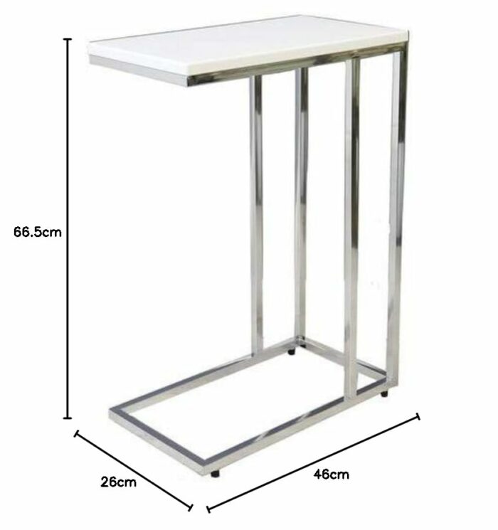 ASPECT Bellini Sofa Side End Laptop Table, Wood White, 46 x 25.5 x 63.5 cm