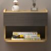 Bixiaomei Floating Nightstand with Drawer, Wall Mounted Floating Bedside Table, Modern End Table with Wooden Open Storage Shelf for Bedroom & Liv