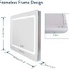 Anti-fog Bathroom Mirror,Frame less Rectangle LED Vanity Mirror for Wall Mounted Bathroom Mirror Lighted Vanity Mirror with Touch Switch Bathroom