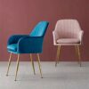 Modern Kitchen Dining Room Chairs Set Of 2 Velvet Dining Chairs,Sturdy Metal Feet with Armrests and Backrest Kitchen Living Room Chairs (Color :