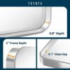TETOTE 16x24 Inch Silver Frame Mirror, Bathroom Vanity Mirror for Wall, Modern Rectangle Round Corner Matte Framed Mirror (Horizontal/Vertical)
