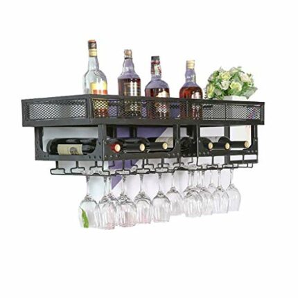 PIBM Stylish Simplicity Wine Shelf Wall-Mounted Wine Rack, Wrought Iron Wall Hanging Wine Rack Wine Rack, Black , 100CM