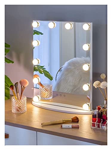 SkiPdr Tabletop w/USB-powered Dimmable Light,Touch Control Bathroom mirror