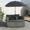 WODMB Garden Bed with Parasol Poly Rattan Outdoor Patio Daybed Sun Bathing (Color : A, Size : One size)