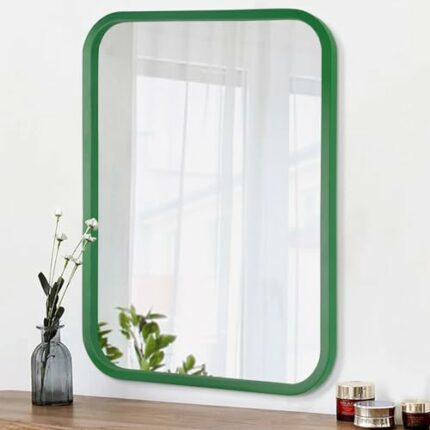 AOAOPQ 45x65 cm Green Wall Bathroom Mirror Horizontal Vertical for Vanity Rectangle Large Bathroom Mirror Vanity Mirror Anti Rust Hangs Horizonta