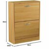 Vida Designs 2 Drawer Shoe Cabinet Cupboard Shoe Storage Organiser Pull Down Wooden Hallway Furniture Unit, Pine