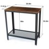 DRM Industrial Console Table for Small Spaces, 2-Tier Rustic Hallway Table, Narrow Nightstand with Metal Frame and Mesh Shelf, Sturdy Sofa Side T
