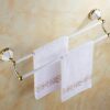 Bathroom Bathroom Lavatory Towel Rack Towel Shelf with Two Towel Bars Wall Mount Holder Tower Hanger/50Cm