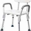 CHEWO Bath Stools,Shower Stool Bathroom Seat Bath Seat Height Adjustable with Armrests Lightweight Aluminum with Backrest Folder for Elderly Woma