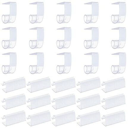 NBEADS 30 Pcs 2 Styles Table Cover Tablecloth Clips, Plastic Table Skirting Clips Clear Table Cover Cloth Clamps with Hook and Loop at The Back S
