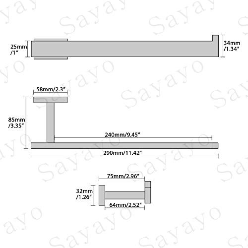 Mooche Hand Towel Holder 30CM Black Towel Rail Wall Mounted for Bathroom, SUS304 Stainless Steel Towel Ring for Kitchen, GOY5290-B