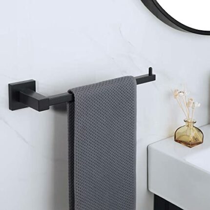 Mooche Bathroom Towel Holder 30CM Black Towel Rail Wall Mounted SUS304 Stainless Steel Towel Ring Hand Towel Holder for Kitchen, GKL8808-B