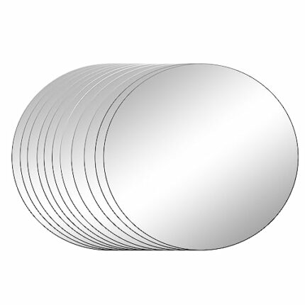 GLOBLELAND 12Pcs Craft Mirrors Round Mirror with Double-sided Tape Self Adhesive Acrylic Mirror Wall Sticker Circle Mirror Plates Round Mirror Ce