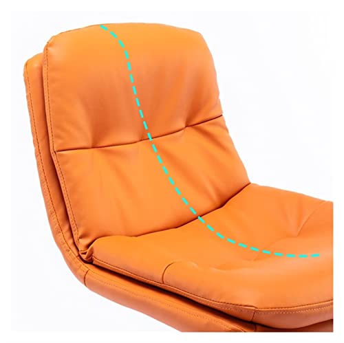 Orange Swivel Bar Chair Set of 2 with Back Counter Height Adjustable Kitchen Island Barstools Titanium Black Brushed Stainless Steel Nappa Leathe