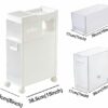 OPSREY Narrow Slim Bathroom Floor Cabinet, Skinny Toilet Paper Storage Cabinet with 4 Plastic Drawers and Casters Large Capacity Vertical Storage