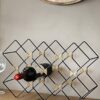 BarCraft 8 Bottle Wine Rack Free Standing Metal, Black & Jute Rope, 46 x 13 x 29.5cm
